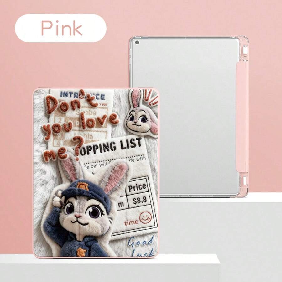Disney Ốp máy tính bảng họa tiết Judy và Fox, tương thích với iPad Pro 13/12.9/10.5/10.2/9.7/8.3/7.9/11 inch, phù hợp với các dòng M5/M4/M3/M2 năm 2025/2024/2023/2022/2021, tương thích với các dòng iPad Air 2/3/4/5/6/7 năm 2017/2018/2019/2020, thế hệ 5/6/7/8/9/10/11, Mini 4/5/6/7, kiểu dáng hoạt hình dễ thương dành cho cả nam và nữ, ốp lưng silicon mềm hai mặt có thể gập lại, chống rơi vỡ. - Hồng - Xem 1
