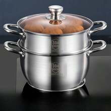 高品质不锈钢蒸笼套装，包含锅、蒸屉和锅盖，304不锈钢材质，加厚设计，可放入洗碗机清洗，底部导热迅速，适用于所有炉灶。 - 查看 10