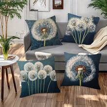 4pcs Dandelion Pattern Throw Pillow Covers, 45x45cm, Contemporary Style, Zipper Closure, Woven Polyester, Decorative Cushion Cover For Living Room And Bedroom Decor, Warm And Comfortable Pillowcase, Sofa Accessories, Home Decor, No Pillow Core - Set B - View 5