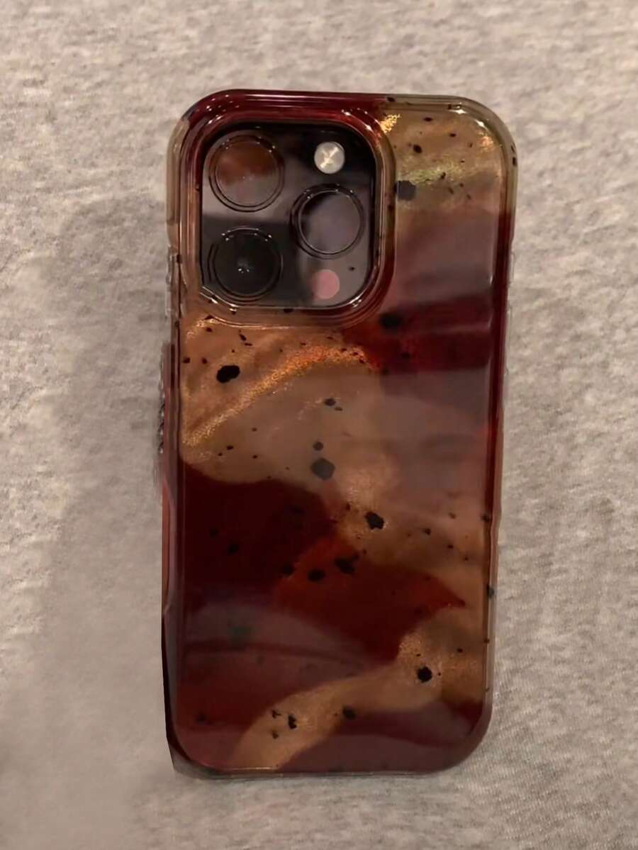 獵豹豹紋藍色與棕色豹紋獨特手機殼,適用於 iPhone 16 Pro Max、14、13、12、17、15 Pro、14 Pro,時尚防摔保護 - 棕色 - View 1
