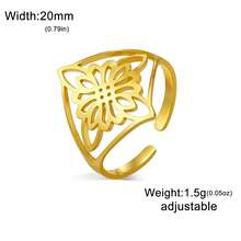 1pc Minimalist Stainless Steel Flower Witch Knot Adjustable Ring, Fashion Lucky Talisman Gift For Friends - Simple Series - View 10