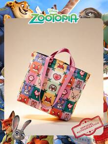 1pc Disney Officially Licensed "Zootopia" Pattern Tote Bag, Large Capacity Foldable Drawstring Shoulder Bag, Lightweight Handbag, Official Authorized, Multiple Styles Available, Perfect For Women/Girls/Ladies Daily Shopping & Outings - Multicolor - View 14