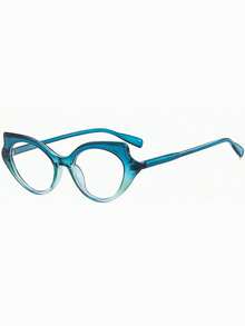 1 par de gafas de ojo de gato asimétricas de plástico y metal con bisagras resistentes y efecto ombre, de estilo casual, de moda retro y personalizado, con estilo callejero Y2K elegante, adecuadas para volver al colegio, citas, vacaciones y uso cómodo - Multicolor - Ver 5