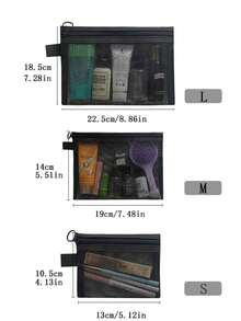 1/3件装纯色网眼化妆包，适合收纳各种物品，多功能且方便。可用作化妆包、护肤包、旅行必备、宿舍用品、结婚礼物、母亲节礼物、生日礼物、送给朋友和老师的礼物、浴室收纳、珠宝收纳、暑假/返校包、学生旅行包、女士旅行化妆包。 - 查看 11