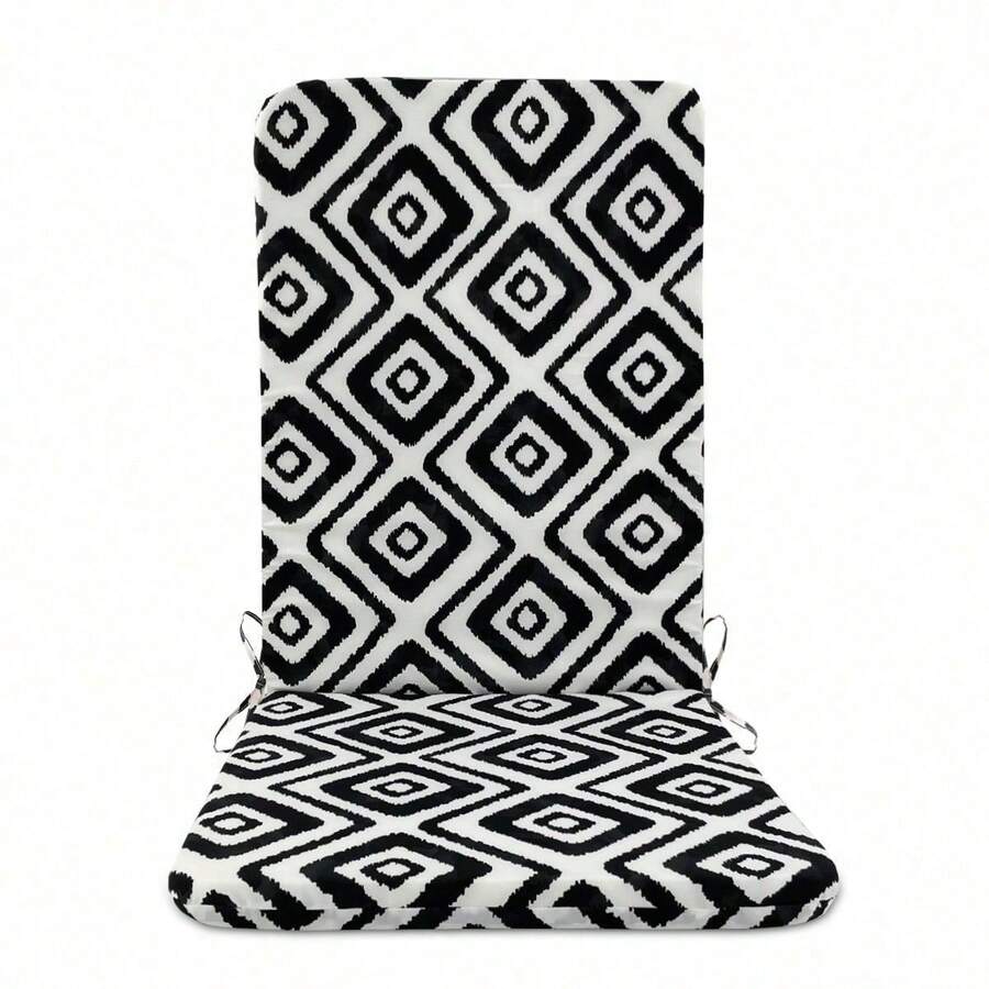 High Back Outdoor Chair Cushions-Water Proof Patio Dining Chair Cushions, Removable Machine-Washable Cover For Camping Beach Picnic Travel 17.72*41.34*1.18in - 黑白 - 查看 1