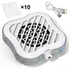 USB Nail Dust Collector, Basic/Glitter Diamond Version, Comes With 10 Filters, Suitable For Nail Salons And Home DIY, Pink/White - Multicolor - View 13