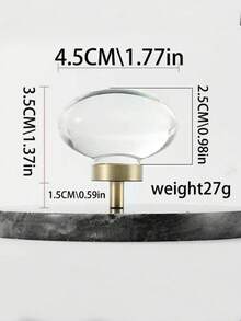 6个百隆透明香槟色水晶蛋形橱柜拉手,适用于橱柜、衣柜、梳妆台、抽屉,黄铜材质,透明把手,附带螺丝。 - 多色 - 查看 12