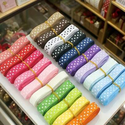 11 Rolls Polka Dot Ribbon, Size 0.99cm X 10.97m, Multi-Color, Ideal For Crafts And Gift Wrapping, Suitable For Decorative Projects, Great For Christmas And Birthday Gifts