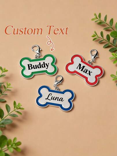 1. Thẻ định danh thú cưng hình xương viền đỏ cá nhân hóa, khắc tên ở mặt trước và thông tin liên lạc ở mặt sau, giúp tránh thất lạc mèo và chó. Mặt trước có thể khắc sâu tên thú cưng, rõ ràng và bắt mắt; mặt sau có thể khắc thông tin liên lạc và địa chỉ tùy chỉnh để đảm bảo an toàn cho thú cưng yêu quý. Thiết kế đa năng cho cả mèo và chó, phù hợp với thú cưng mọi kích cỡ, giúp thú cưng yêu quý luôn an toàn trở về nhà.