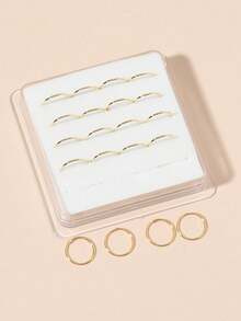 20入組/套簡約風銅極簡鼻環身體鏈禮品 - 金黃色 - 查看 5