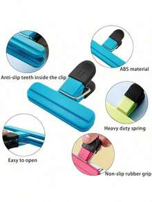 3/6pcs Chip Bag Clips, Portable Large Chip Bag Clips, Multiple Sizes Available, Upgraded Wide-Mouth Food Bag Sealing Clips, Heavy Duty Sealing Pliers Tool, Kitchen Storage Accessories - Multicolor - View 3