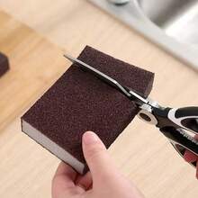 5/10/20pcs Emery Magic Scouring Pad Steel Wire Pot Brush Cookware Cleaning Descaling Rust Removal Dishwashing Sponge Block Anti-Stain Emery Cloth Powerful Stain Removal Rust Removal Pot Brush Kitchen Cleaning Cloth Abrasive Sponge - Brown - View 5