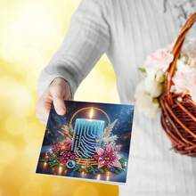 6件套钻石画贺卡礼盒套装，不对称形状水钻DIY明信片工艺品，优质工艺纸，适用于节日、派对、许愿卡、感谢卡、新年礼物 - 查看 8