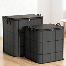 1pc Large Storage Bag, Suitable For Organizing Blankets, Clothes, Bedding, Foldable With Reinforced Handle, Transparent Window And Sturdy Zipper, Grey Color, Suitable For Decoration, Holiday, Room, Home, Bedroom, Etc. - Grey - View 8