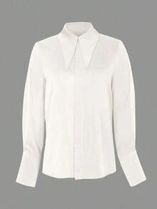 [Custom-Developed] New Women's Fashion Long Sleeve Solid Blouse, Summer Elegant White Spring - 紫色 - 查看 9