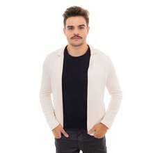 Men's Blazer In Premium Slim Fit Fleece – The Comfort Of Fleece And The Elegance Of Tailoring - 米色 - 查看 2