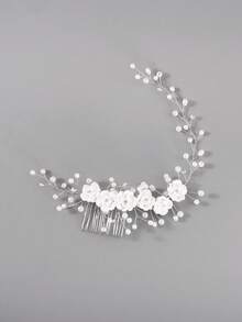 2 pièces/set Accessoires pour cheveux avec fleurs de perles et gants en dentelle pour filles - Accessoires de princesse élégants convenant pour demoiselle d'honneur, communion, concours de beauté et fête d'anniversaire, adapté pour les 3-8 ans - fourchettes à cheveux et gants - Voir 6
