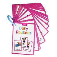 20张卡片，38个单词，儿童学习日常生活英语单词闪卡，幼儿园早期教育儿童单词卡游戏 - 杏色 - 查看 11