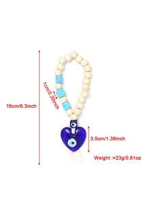1pc Oil Drop Eye Keychain, Glass Heart & Star Shaped Pendant, Suitable For Bag, Car Decoration, Daily Use - Blue - View 6
