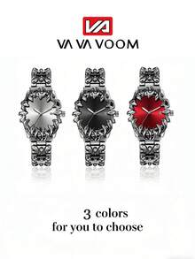 VA VA VOOM Unique Shaped Stainless Steel Strap Watch,Gradient Surface,Cool Men's Quartz Watch,Suitable For Daily Party Occasions Wear - one-size - View 11