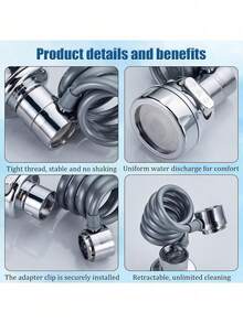 Retractable Kitchen Faucet Sprayer, 3-Mode Flexible Sink Sprayer Head With Spring Hose, Universal Water Saving Faucet Extender For Bathroom & Kitchen - Silver - View 11