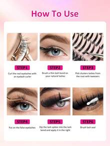 MEM 544pcs Cartoon Style Eyelash Extension Kit, Spiky Lash Set, Individual Lash Extension Set, Mixed Length 10-18mm, Reusable With Glue, Sealant, Tweezers And Brush, Suitable For Daily Use And Home Party Makeup, Lightweight And Thick Lash Set (Fairy + 80D + 100D + 120D) - 黑色 - 查看 8