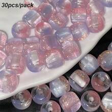 10-30 hạt nhựa hình trụ 8mm màu xanh dương và hồng bóng, hình mắt mèo, thích hợp để làm vòng tay, vòng cổ, bông tai, đồ trang sức DIY, đồ thủ công, quà tặng, tiệc tùng và đeo hàng ngày (phù hợp cho người mới bắt đầu và chuyên nghiệp) - Xanh Hồng BPK - Xem 6