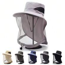 防蚊帽、男士钓鱼帽、面罩、防晒、透气网眼面罩、夜钓帽、防虫帽、女士防蜂帽、儿童夏季新款防晒帽、渔夫帽、户外时尚男士遮阳帽 - 防曬帽 - 查看 1