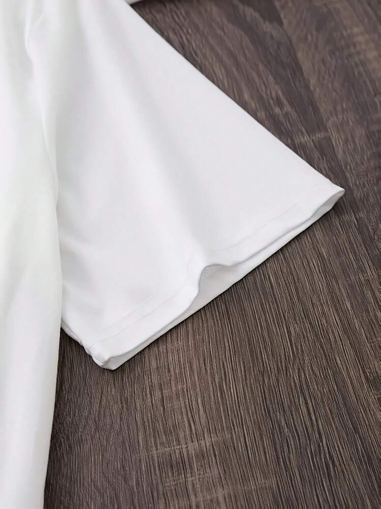 Plus Size, DON'T JUDGE WOMAN BY AND YOU WON'T BE JUDGED BY&Preferred Plus Size Women's Pure Printed T-Shirt, Pure Shirt, Fashionable And Pattern, Essential For Concealing Flesh And, Pure Comfortable And Breathable Fabric,Women's Casual Printed Short-Sleeved Round-Neck T-Shirt, Suitable For Daily Wear - biely - View 4