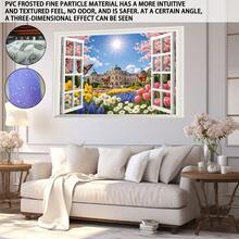 1 pieza Pegatina de pared de impresión digital de castillo de jardín de ventana 3D, decoración de cabecera, material de PVC, autoadhesiva y removible, decoración de dormitorio, regalo perfecto para amigos/familia, adecuado para fans de fútbol, tamaño grande/pequeño - 0663+FZQT - Ver 6