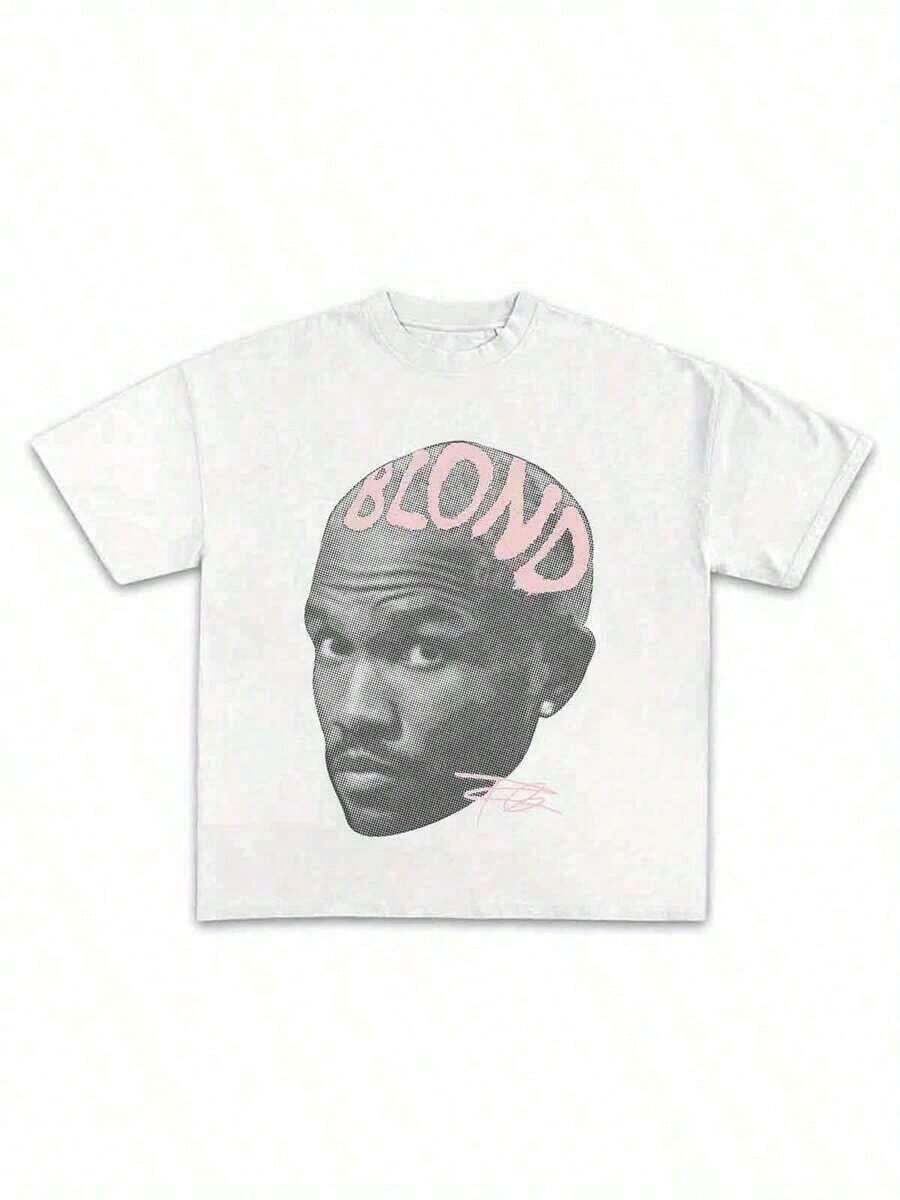 Spring Outfits For Women Blond Pink Shirt Rap Tee Gift For Fans Rap Music Y2K Cotton Oversized Streetwear Shirt Rap Tee Concert Merch Blonds Album Cover Graphic T-Shirt COTTON New Arrival Anime Clothes T Shirts For Men,Men And Women T-Shirt With Printed Graphic Summer Clothes Summer Tops - trắng - Xem 1