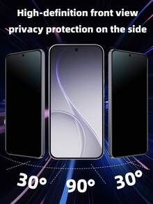 2pcs Full Coverage Tempered Glass Screen Protector, Compatible With OPPO, Full Coverage, Anti-Peeping, Anti-Scratch, Anti-Fingerprint, Easy Installation, No White Edges, No Bubbles - Black - View 2