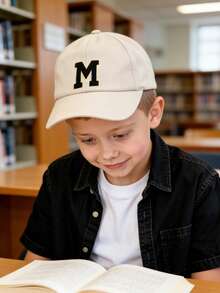 1pc Kids' 26 Letter Pattern Black Fashion Sports Sun Hat, Suitable For School And Daily Wear - Beige - View 4