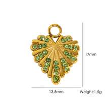1pc Bohemian Style Leaf Shaped Rhinestone Pendant Necklace Accessory, Suitable For Women's Daily Wear - Multicolor - View 8