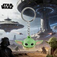 1 móc khóa hình quả cầu Grogu chính hãng Star Wars, chất liệu PVC, phụ kiện trang trí balo/điện thoại dễ thương, quà tặng tiệc tùng, trang trí túi xách, móc khóa chống thất lạc. - móc khóa - Xem 1