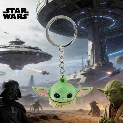  1 móc khóa hình quả cầu Grogu chính hãng Star Wars, chất liệu PVC, phụ kiện trang trí balo/điện thoại dễ thương, quà tặng tiệc tùng, trang trí túi xách, móc khóa chống thất lạc.