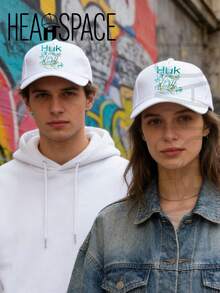 HEADSPACE  Baseball Cap, Unisex Style, 100% Cotton, Breathable And Comfortable. Adjustable Buckle Design Fits All Head Sizes. Suitable For Sports, Outdoor Activities, Indoor Use, Casual Wear And Various Occasions. Ideal Gift For Juneteenth, Father's Day, Mother's Day, Independence Day And The World Cup--Tropical Huk Logo Cap With Island Scene Design Vibrant Colors For Beach And Outdoor Adventures Summer Vibes Water Sport Enthusiasts - White - View 2
