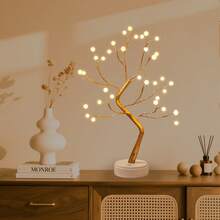 1pc 36LED Tree Lamp, Pearl Tree Lamp, Desk Lamp, Home Decor, Operated With Light, Bedside Lamp, For Living Room, Bedroom, Home, Office Lighting, Christmas Decoration [Battery Operated] - Pearl Tree Light - View 4