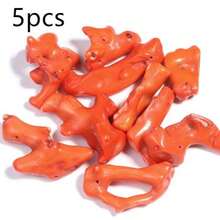 5pcs/Pack Coral Stone Loose Beads Random Shape Multicolor Faux Coral Jewelry Pendant Necklace Charm Accessories DIY Keychain Phone Chain Ornament - Coral - View 13