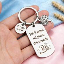 1 móc khóa bằng thép không gỉ, khắc chữ "Sei Il Papa", món quà hoàn hảo cho Ngày của Cha, thiết kế tối giản, kim loại không mạ, thích hợp cho dịp năm mới và Lễ Tạ ơn. - Móc khóa - Xem 1