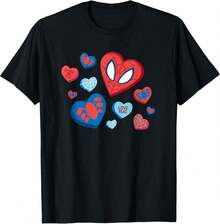 Spider-Man Spidey Hearts  T-Shirt Top Work Wear Women 180 Grams Pure Cotton T-Shirt Features The Y2K Style American Streetwear. It Is Suitable For Both Men And Women And Can Be Worn For Daily Leisure, Queuing, And During Holidays. - 黑色 - 查看 8