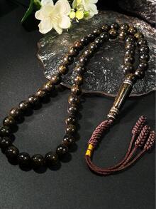 1条穆斯林编织星形珠念珠，51颗珠子穆斯林单股祈祷念珠，简约流苏祈祷手链 - 彩色 - 查看 6