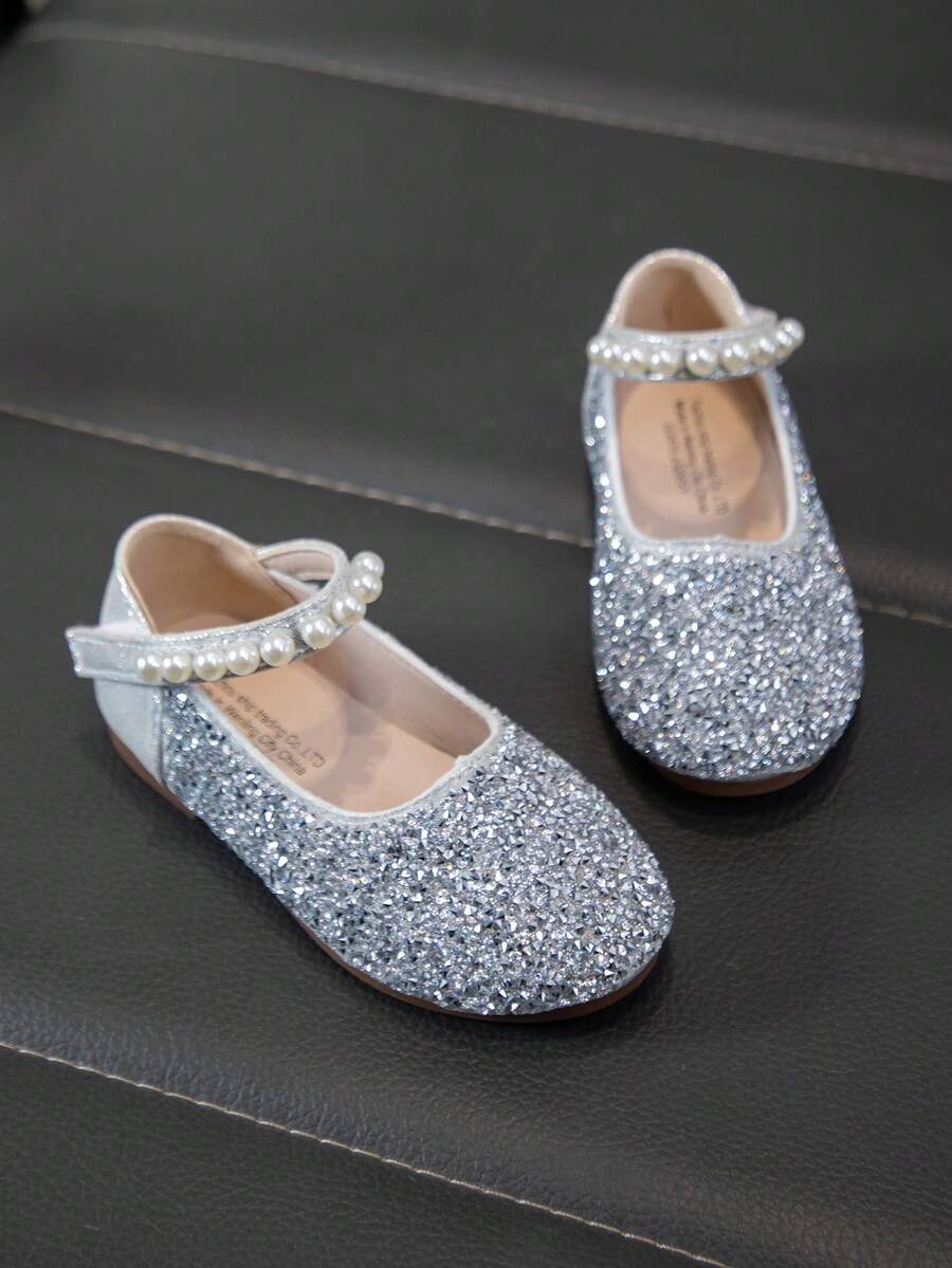 Infant Flat Shoes, Girls Princess Shoes With Rhinestones, Spring/Autumn Baby Shoes - Silver - View 1