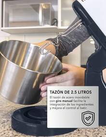 RCA Batidora de Pedestal RC-67SS de 120W con 6 Velocidades Ajustables, Tazón de 4L de Acero Inoxidable, Accesorios para Amasar, Batir y Mezclar, Diseño Elegante en Negro y Acero Inoxidable - Gris - Ver 4