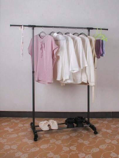 1pc Floor-Standing Clothes Drying Rack, Simple Indoor/Balcony Portable Hanging Clothes Rack Home, Dorm, Student