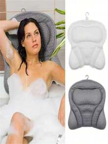 1-Pack Bath Pillow, Bathtub Pillow, Neck Support Cushion, Bathtub Spa Mat, Relaxing Headrest Cushion, Portable Washable Bathtub Accessory, With 4d Breathable Mesh Thickened Soft Bath Pillow - A - View 1