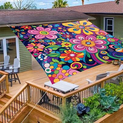 1 chiếc lều cắm trại in họa tiết hoa Mandala phong cách Bohemian nhiệt đới, mái che nắng ngoài trời, mái che võng, mái che sân vườn dày dặn chống tia UV, mái che nắng bãi biển, thiết bị dã ngoại ngoài trời với dây treo dài, nhiều kích cỡ khác nhau.