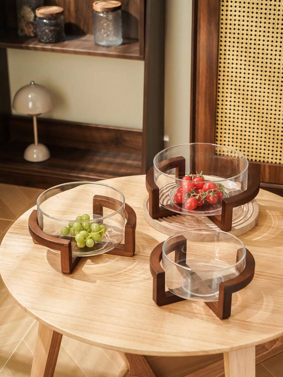 WGROOM 2件套(1个托盘+1个碗)玻璃水果盘,可作零食糖果盘、沙拉碗、蛋糕盘、食品收纳托盘,适用于家庭、派对、餐厅、野餐、婚礼、庆典等场合。 - 彩色 - 查看 1