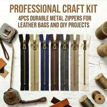 4pcs Mixed Color Metal Closed-End Zippers With Antique Brass Teeth - For DIY Crafts And Sewing, Alloy, Suitable For Handbags And Leather Goods - Various Sizes (15cm, 20cm, 25cm, 30cm), Practical And Durable, High Cost-Performance - A - View 1