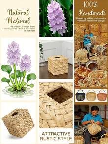 Cubierta de caja de pañuelos tejida a mano con textura natural, dispensador de papel de pañuelos de estilo minimalista, caja de pañuelos cuadrada gruesa y duradera, adecuada para la mesa del comedor, la encimera de la cocina, el armario del baño, regalo del Día de la Madre, útiles escolares, decoración del hogar, artículos esenciales para cruceros, organización del hogar, decoración del hogar para el verano, accesorios de baño, suministros de cocina - Multicolor - Ver 8